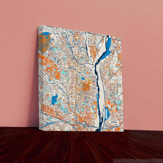 Atsugi Japan Colorful City Map Canvas Print