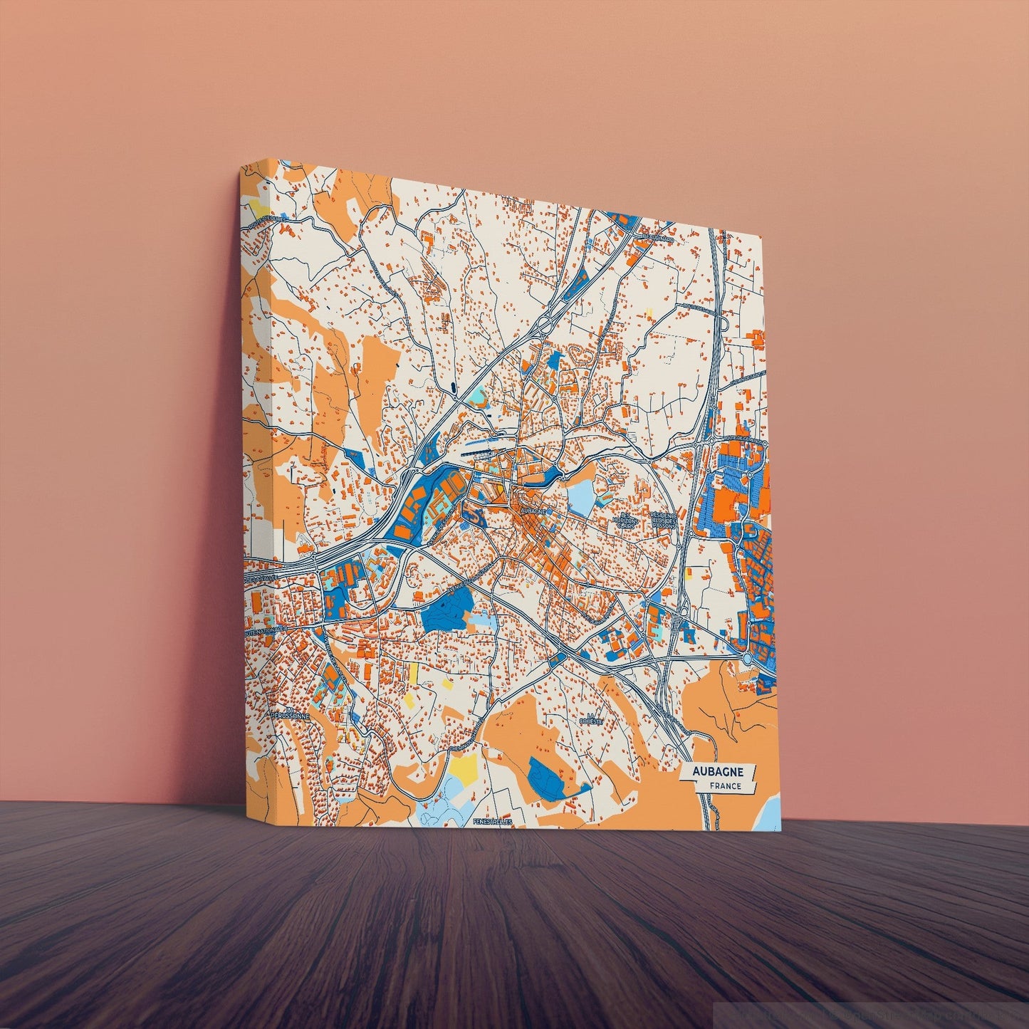 Aubagne France Colorful City Map Canvas Print