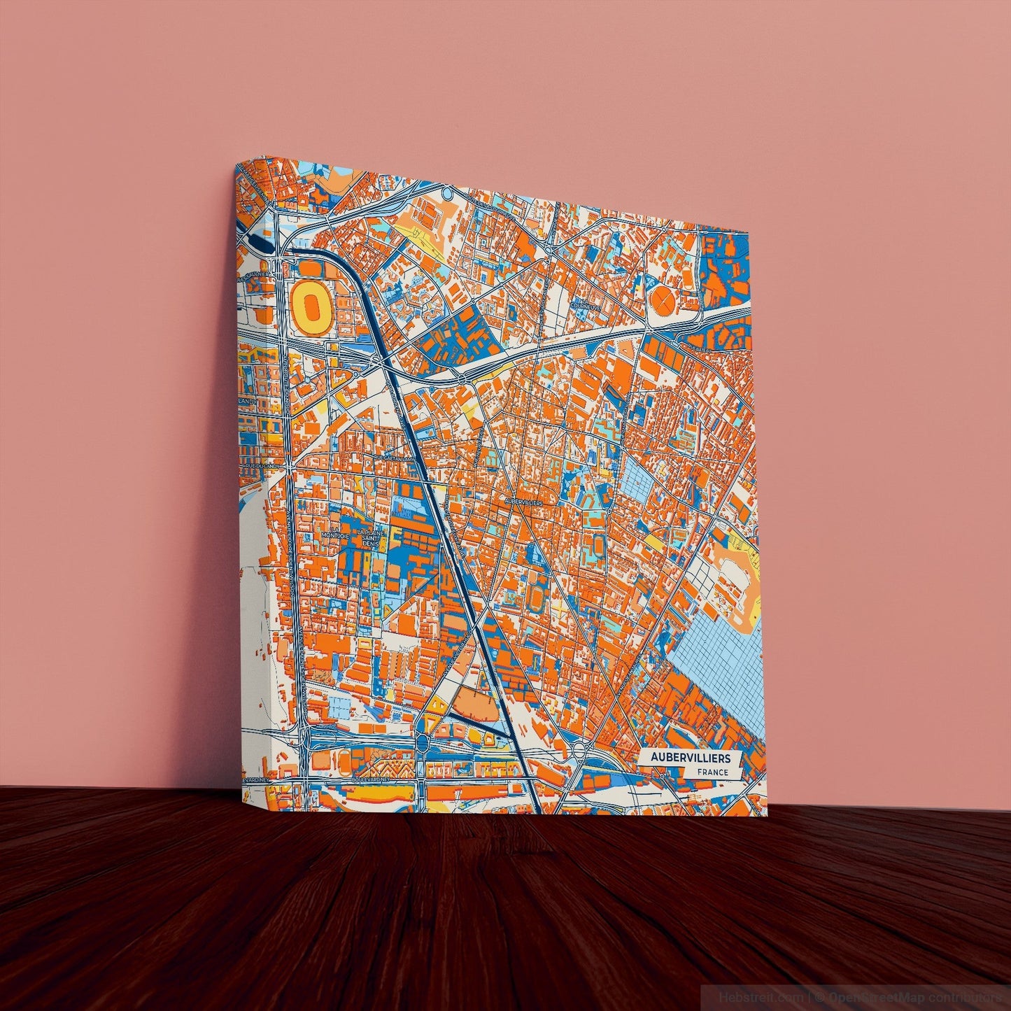 Aubervilliers France Colorful City Map Canvas Print