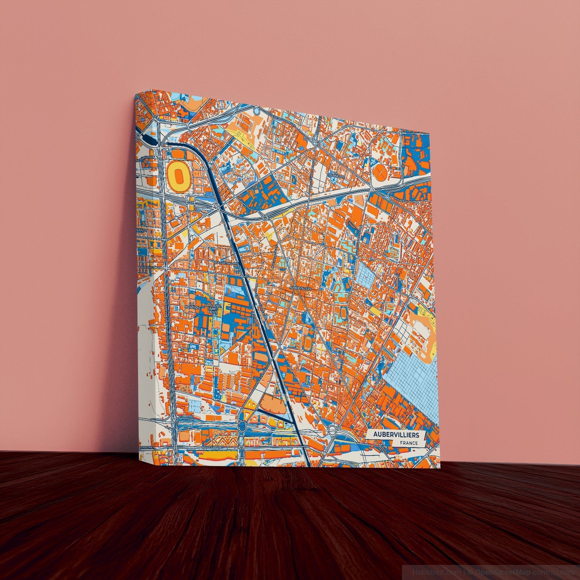 Aubervilliers France Colorful City Map Canvas Print