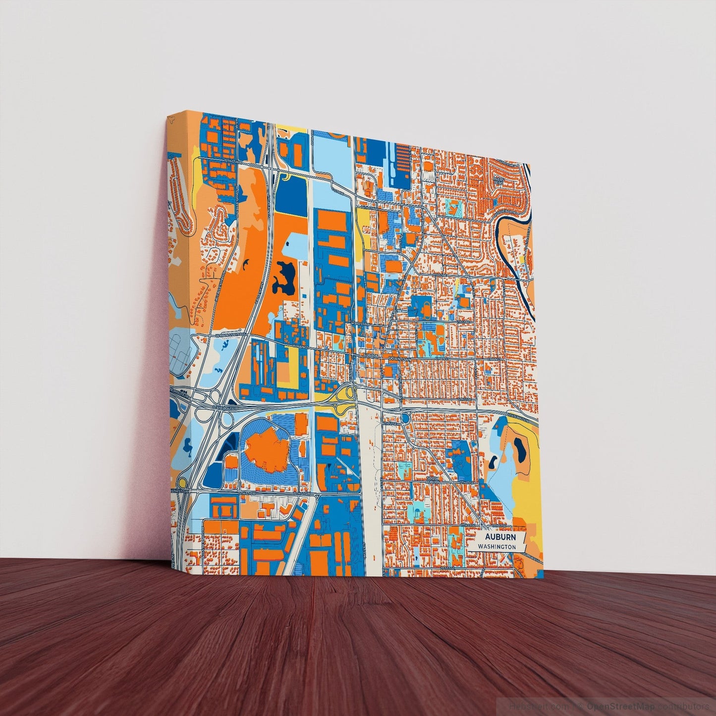 Auburn Washington Colorful City Map Canvas Print