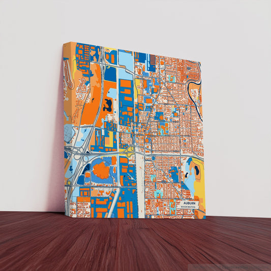 Auburn Washington Colorful City Map Canvas Print