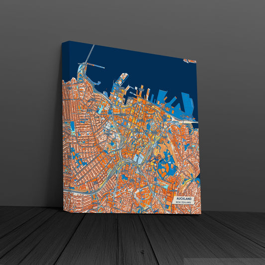 Auckland New Zealand Colorful City Map Canvas Print