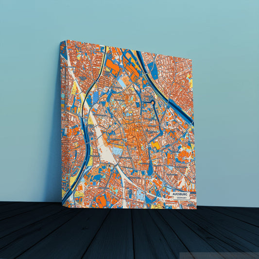 Augsburg Germany Colorful City Map Canvas Print