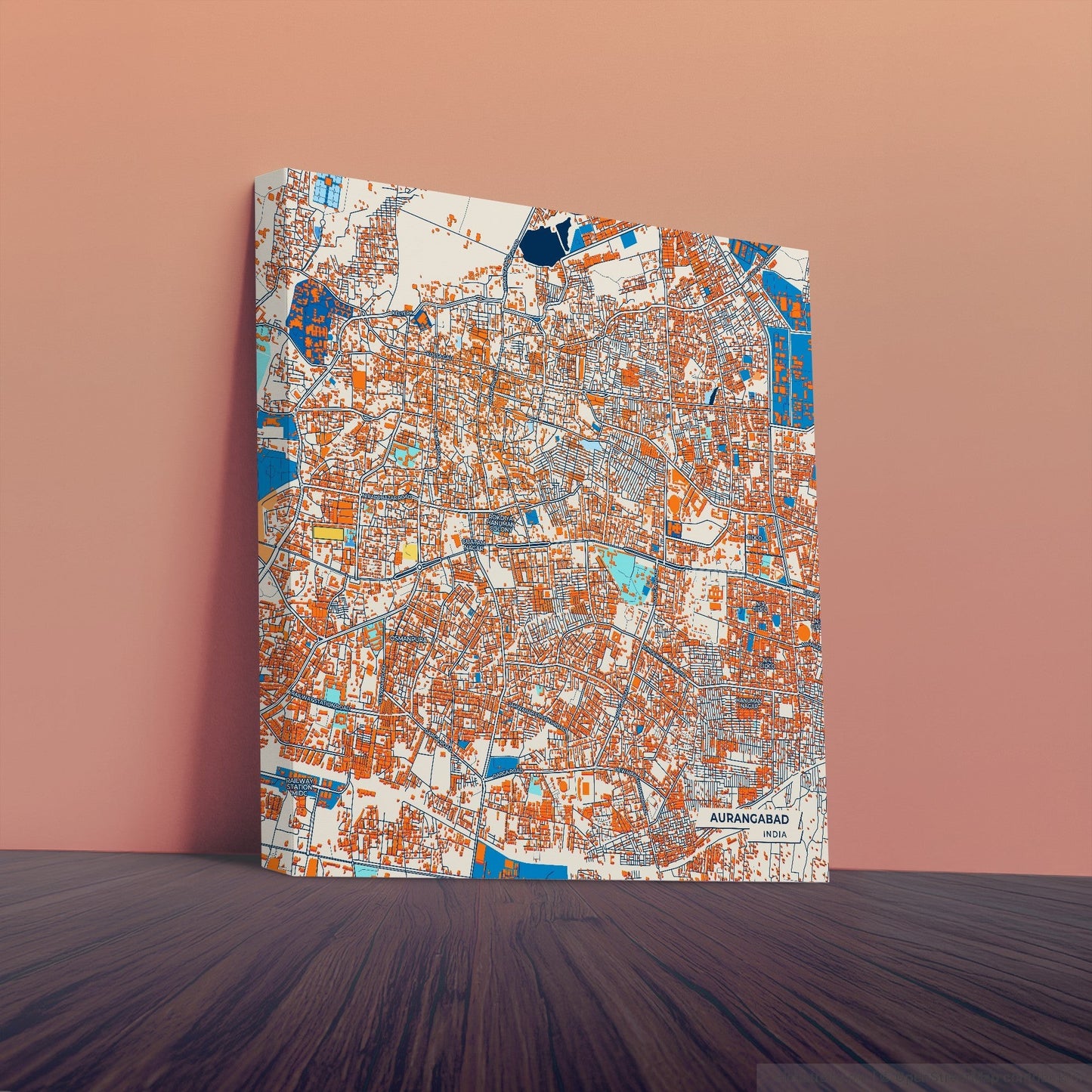 Aurangabad India Colorful City Map Canvas Print