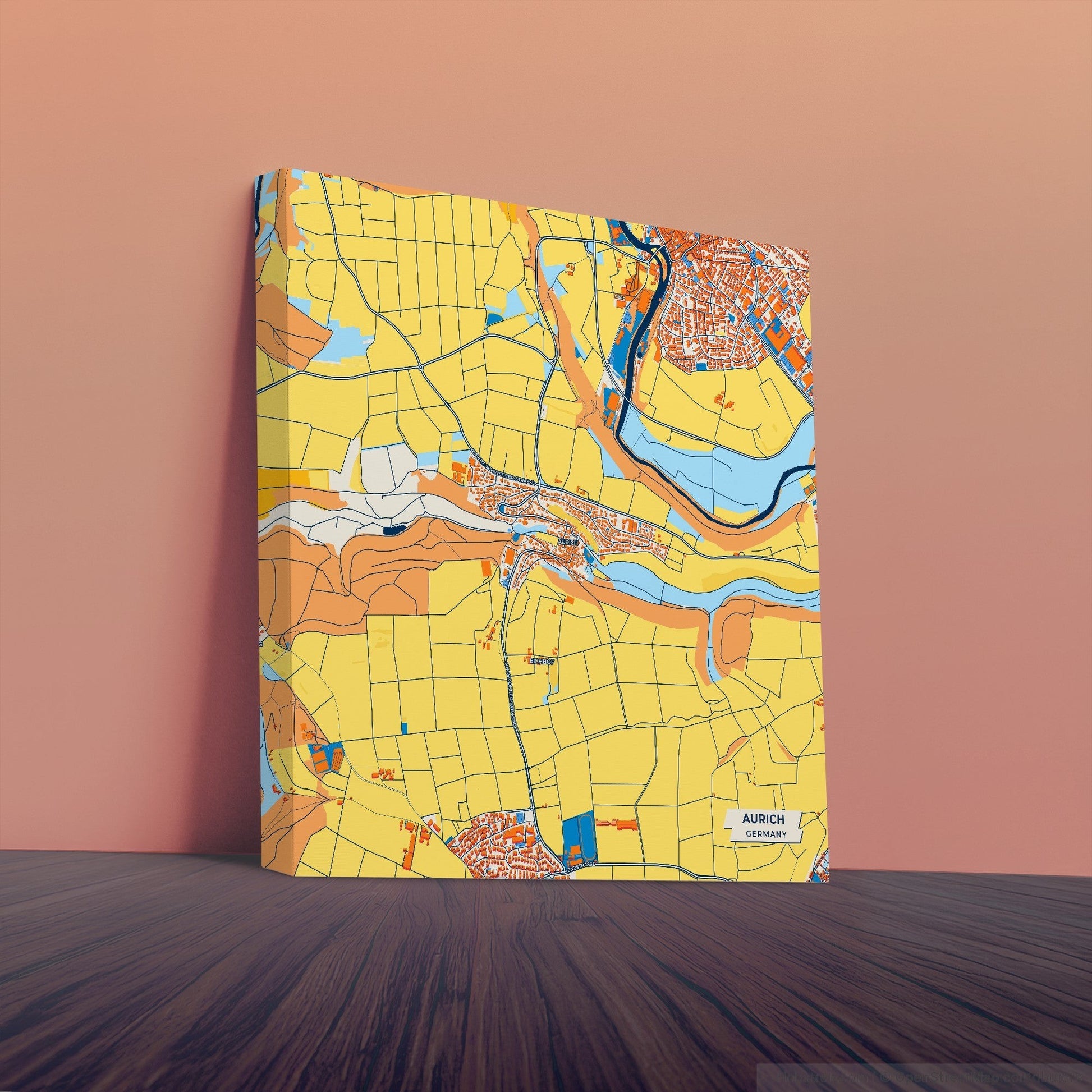 Aurich Germany Colorful City Map Canvas Print