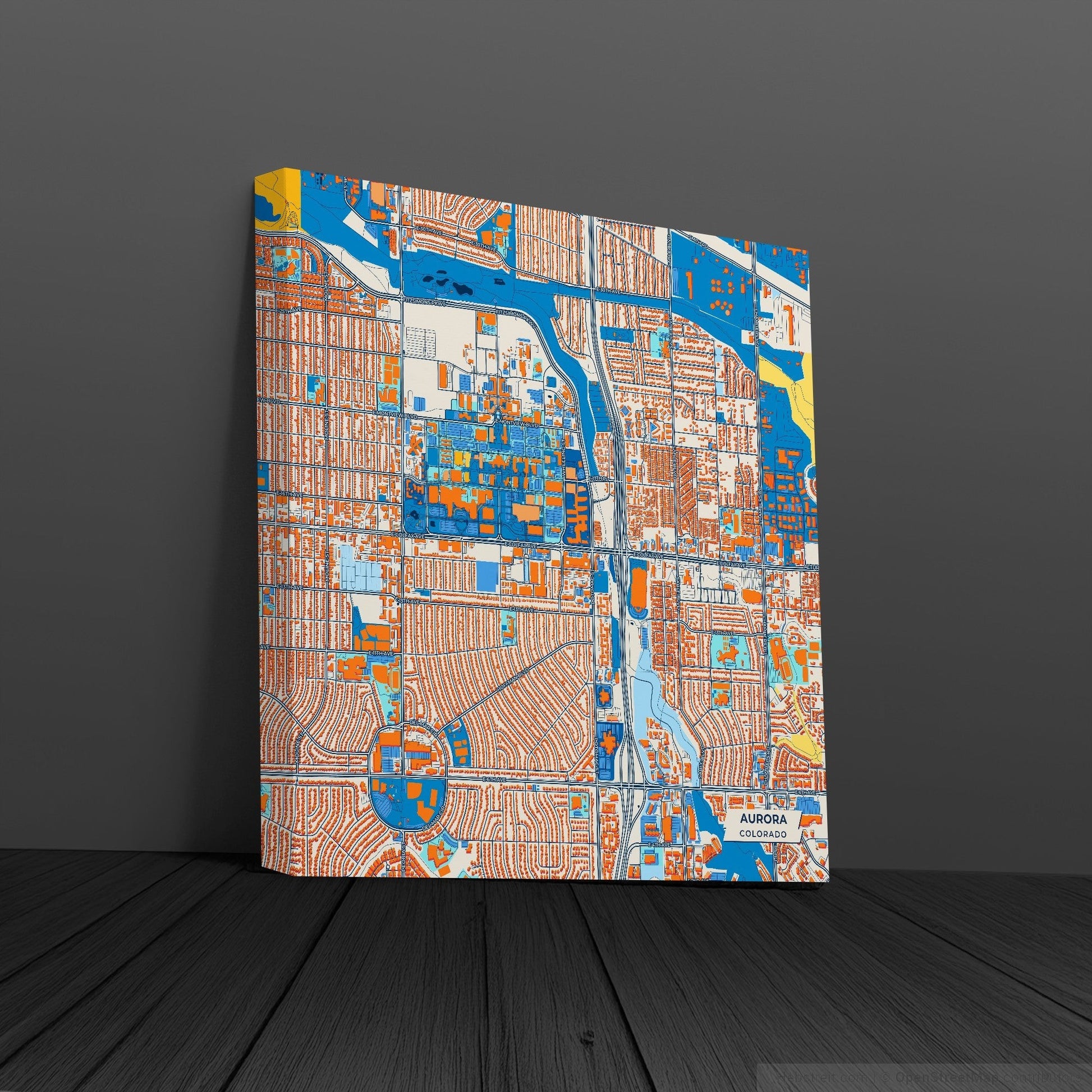 Aurora Colorado Colorful City Map Canvas Print