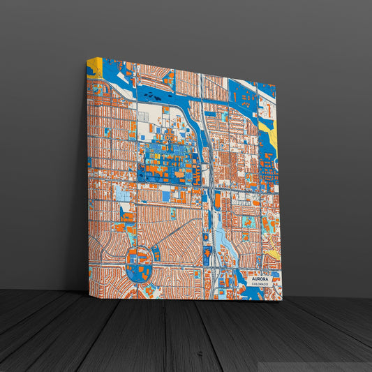 Aurora Colorado Colorful City Map Canvas Print