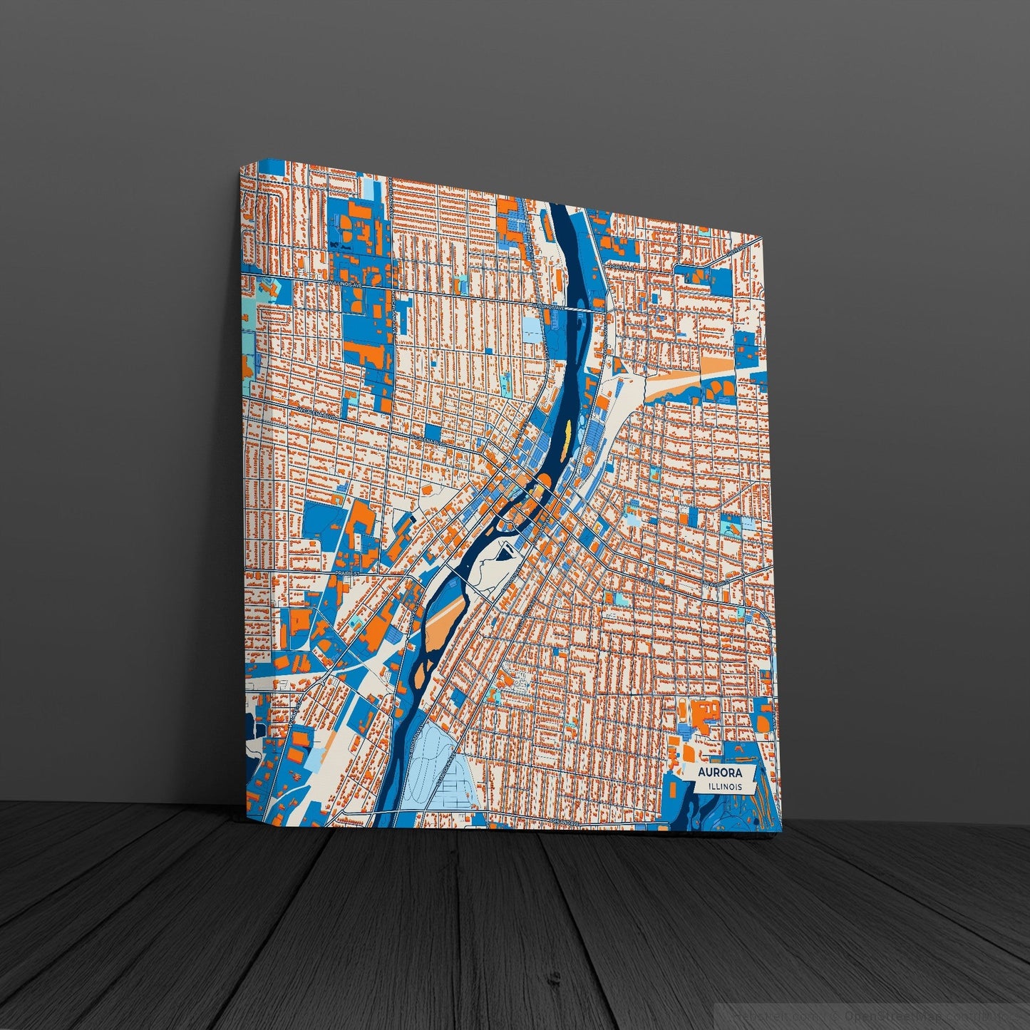 Aurora Illinois Colorful City Map Canvas Print