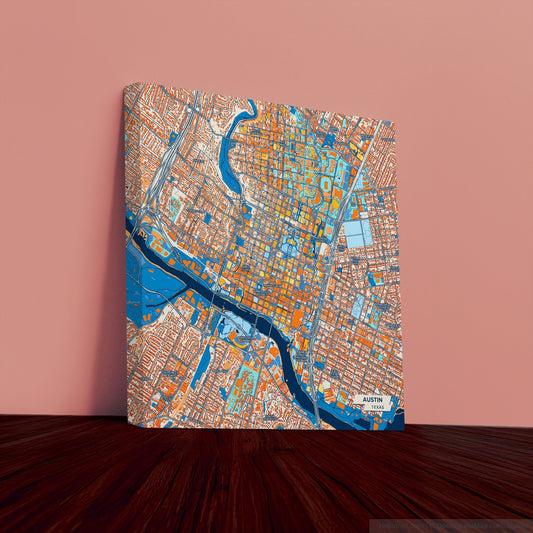 Austin Texas Colorful City Map Canvas Print