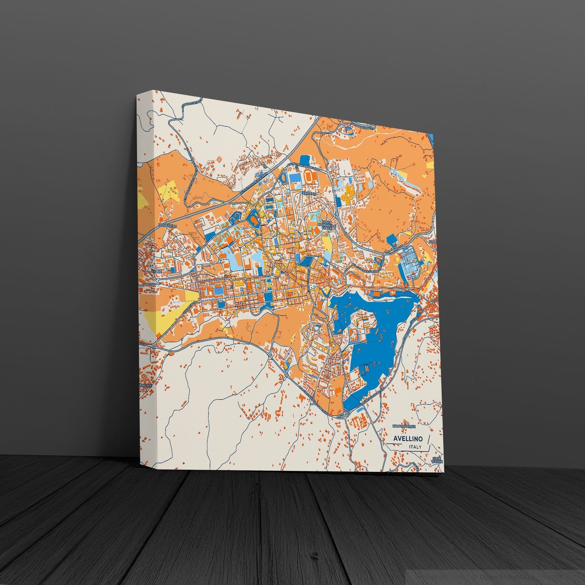 Avellino Italy Colorful City Map Canvas Print