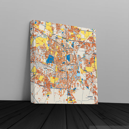 Aversa Italy Colorful City Map Canvas Print