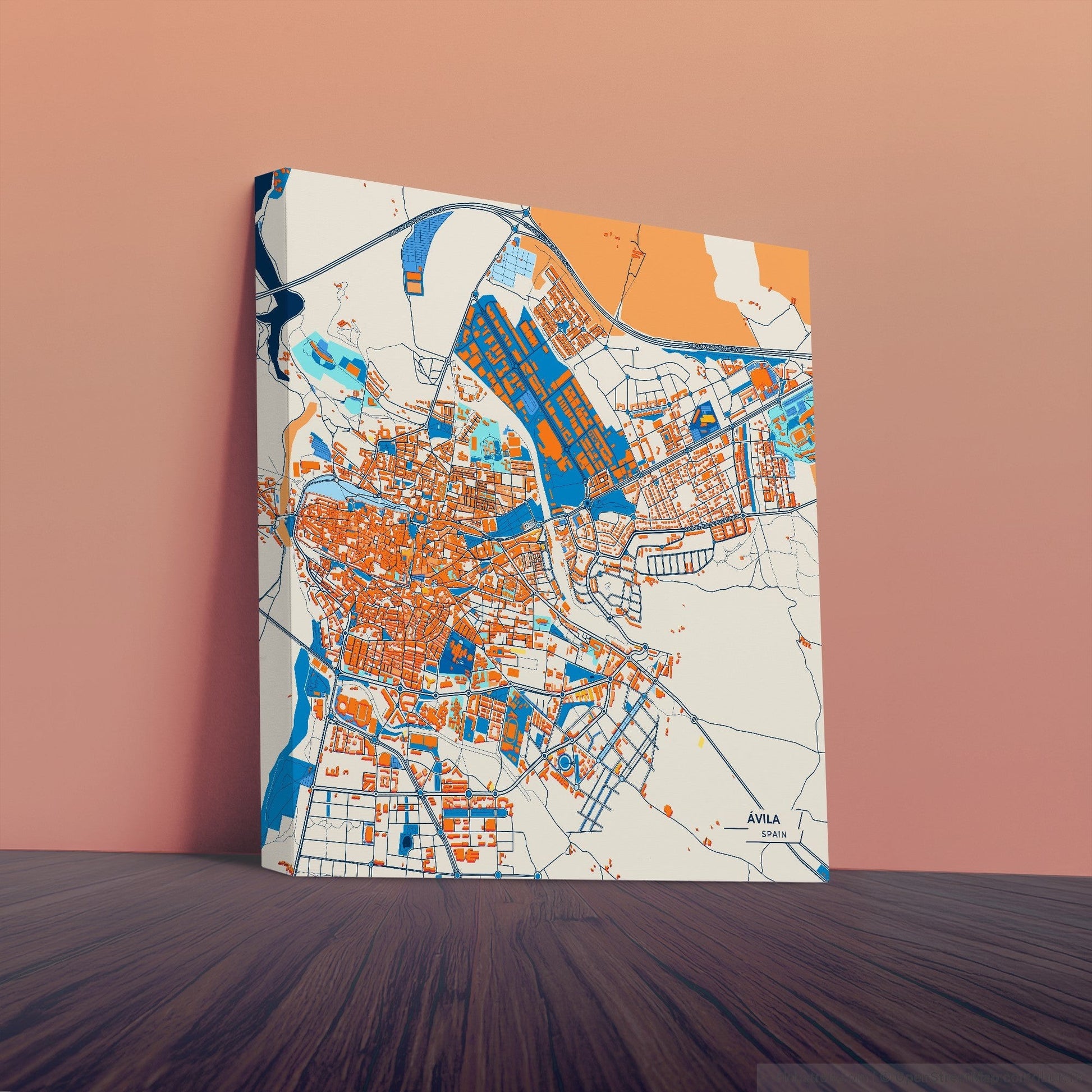 Ávila Spain Colorful City Map Canvas Print