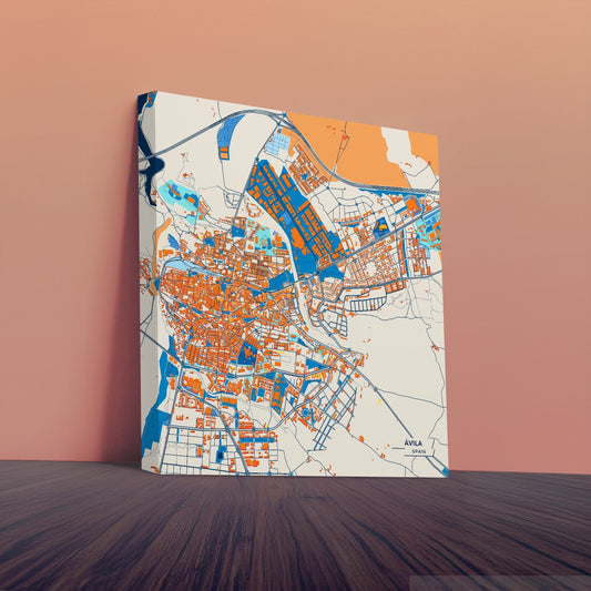Ávila Spain Colorful City Map Canvas Print