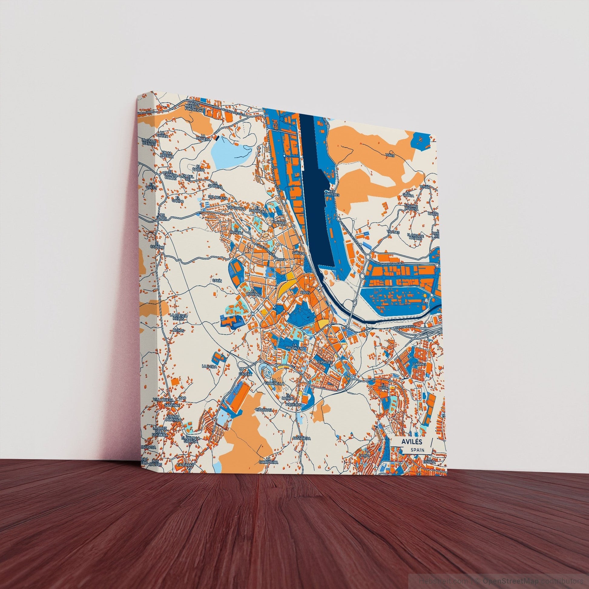 Avilés Spain Colorful City Map Canvas Print