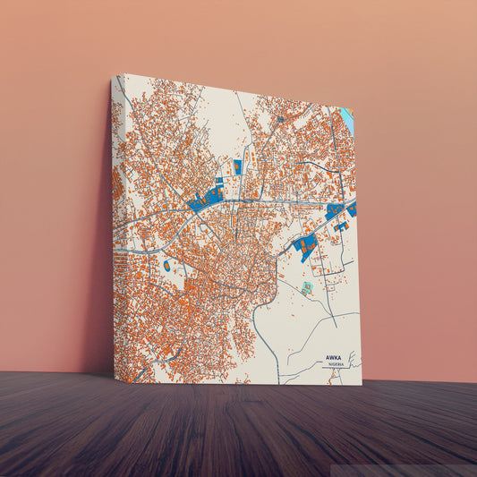 Awka Nigeria Colorful City Map Canvas Print