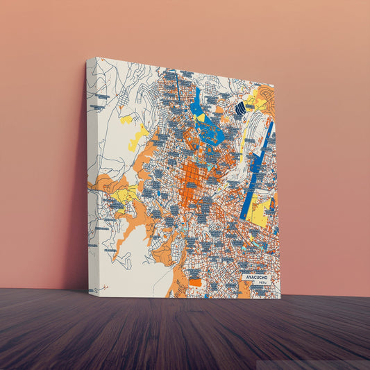Ayacucho Peru Colorful City Map Canvas Print