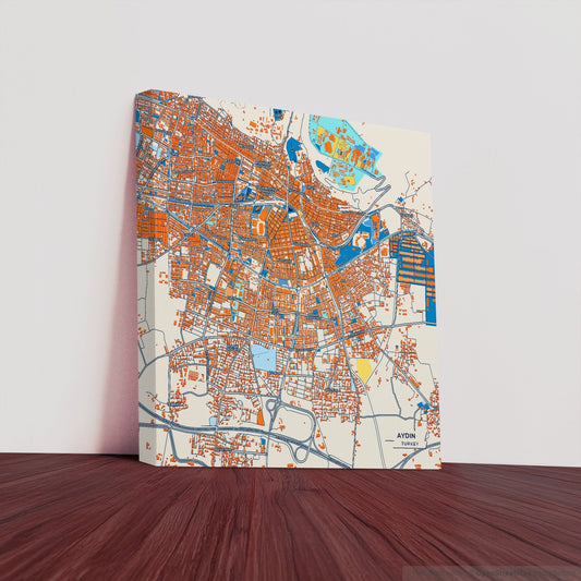 Aydin Turkey Colorful City Map Canvas Print