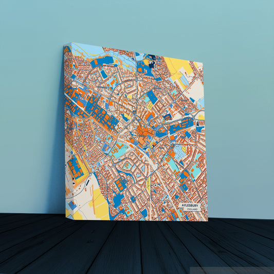 Aylesbury England Colorful City Map Canvas Print