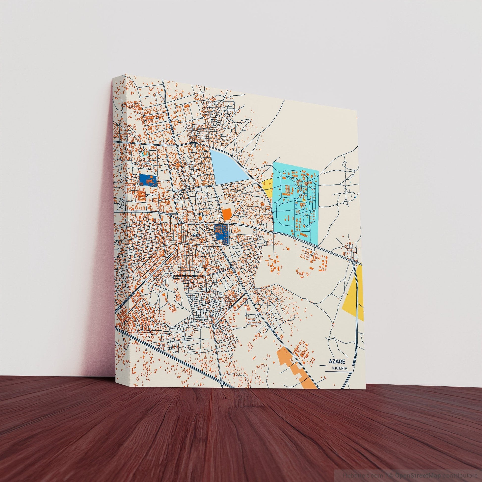 Azare Nigeria Colorful City Map Canvas Print