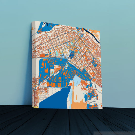 Азов Russia Colorful City Map Canvas Print