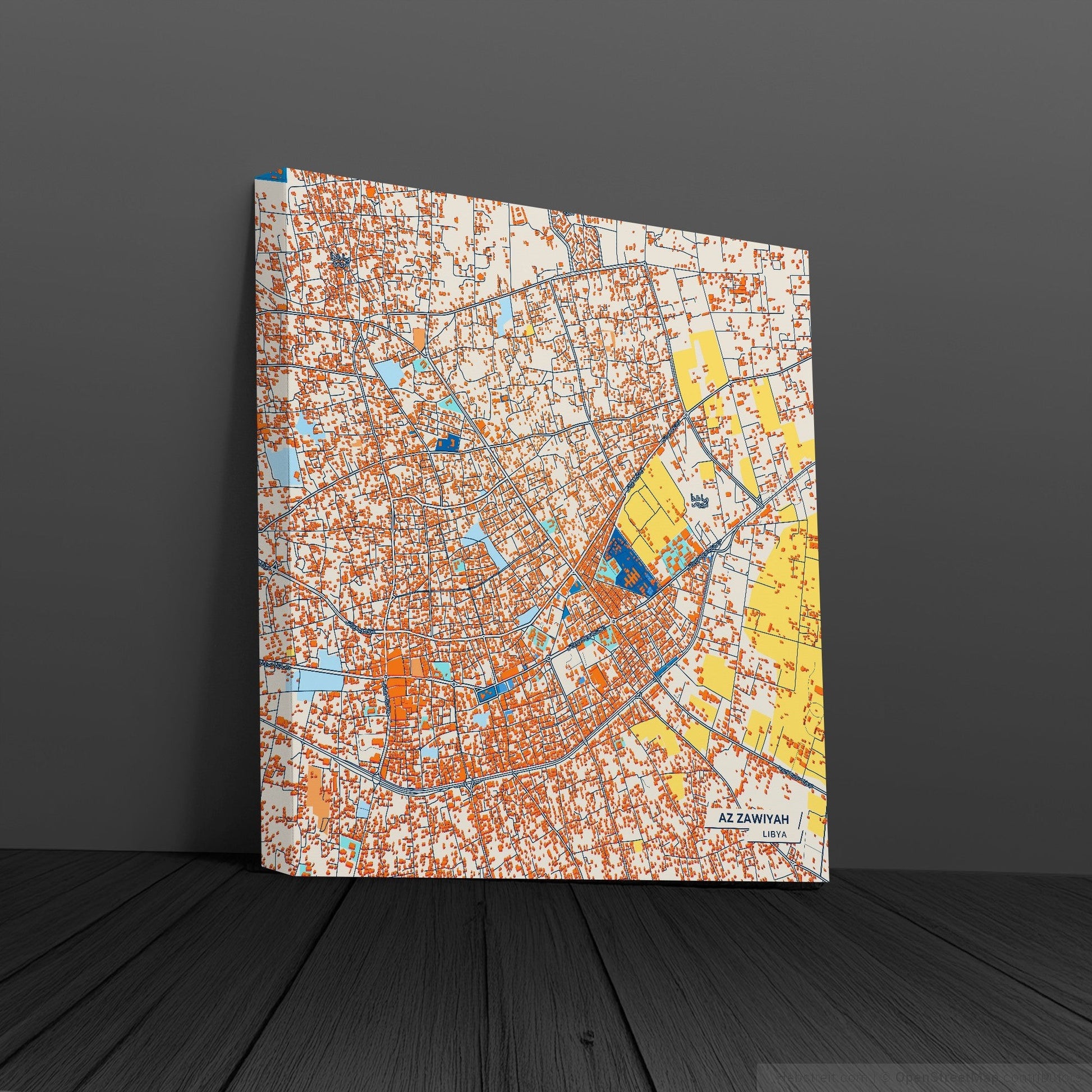Az Zawiyah Libya Colorful City Map Canvas Print