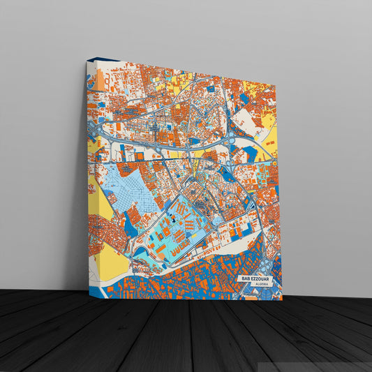 Bab Ezzouar Algeria Colorful City Map Canvas Print
