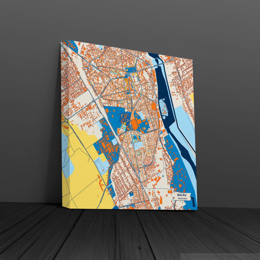 Bacău Romania Colorful City Map Canvas Print