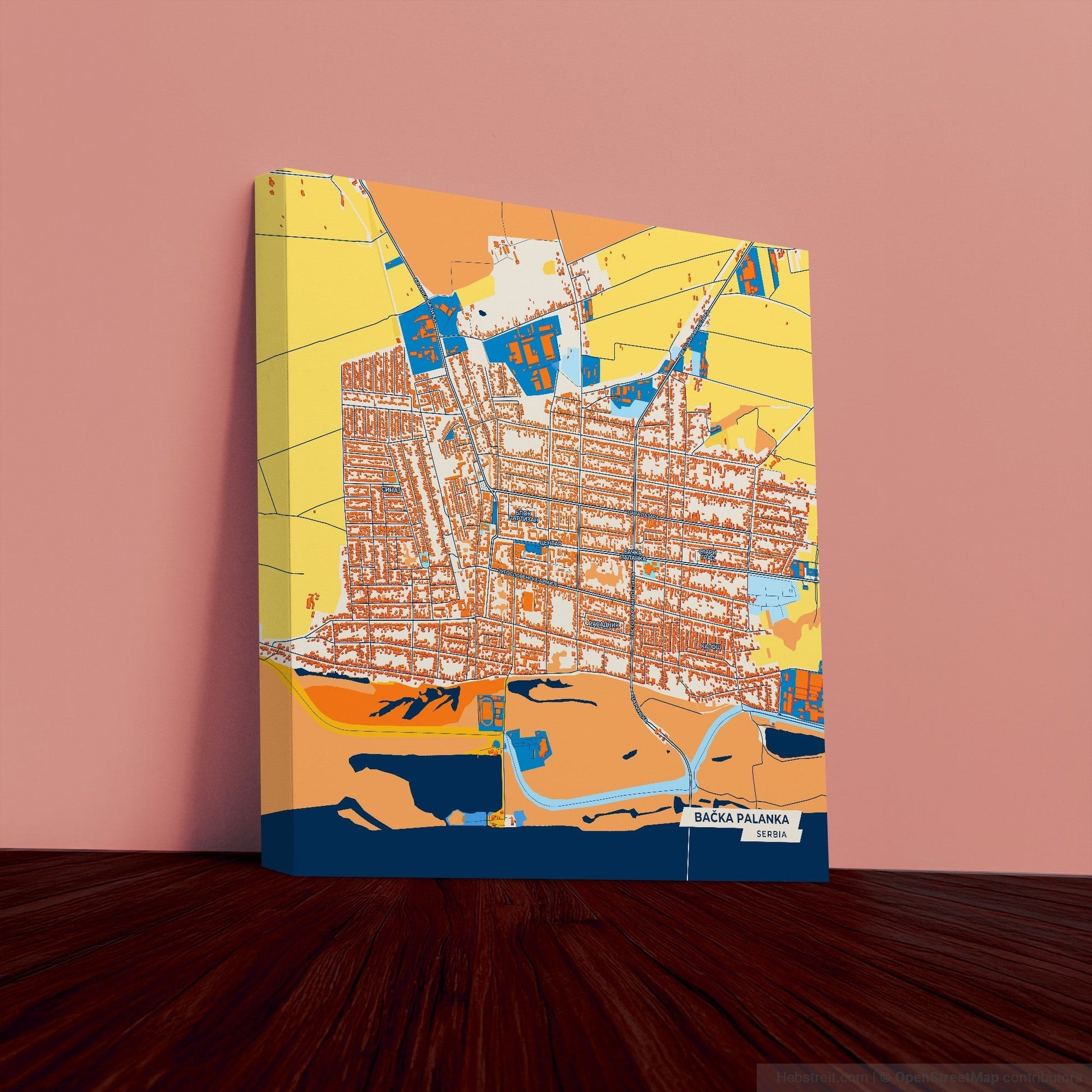 Бачка Паланка Serbia Colorful City Map Canvas Print