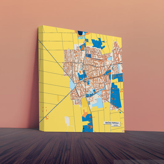 Бачка Топола Serbia Colorful City Map Canvas Print