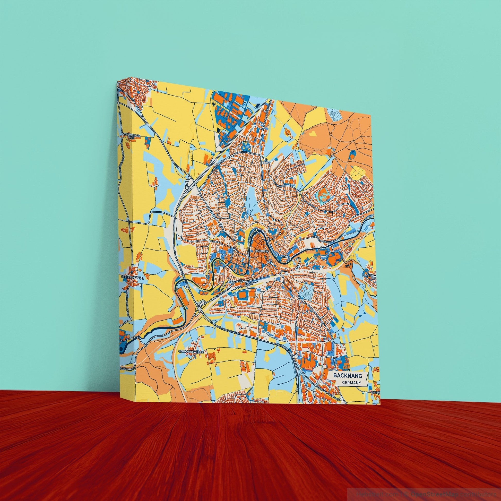 Backnang Germany Colorful City Map Canvas Print