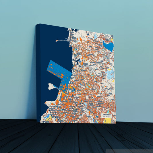 Bacolod Philippines Colorful City Map Canvas Print