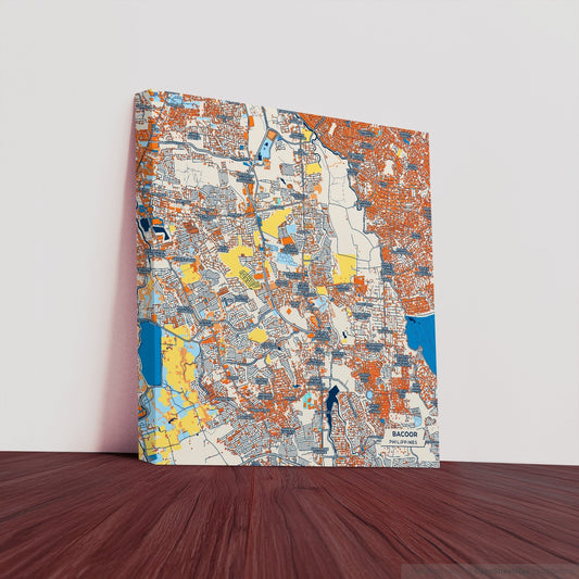 Bacoor Philippines Colorful City Map Canvas Print