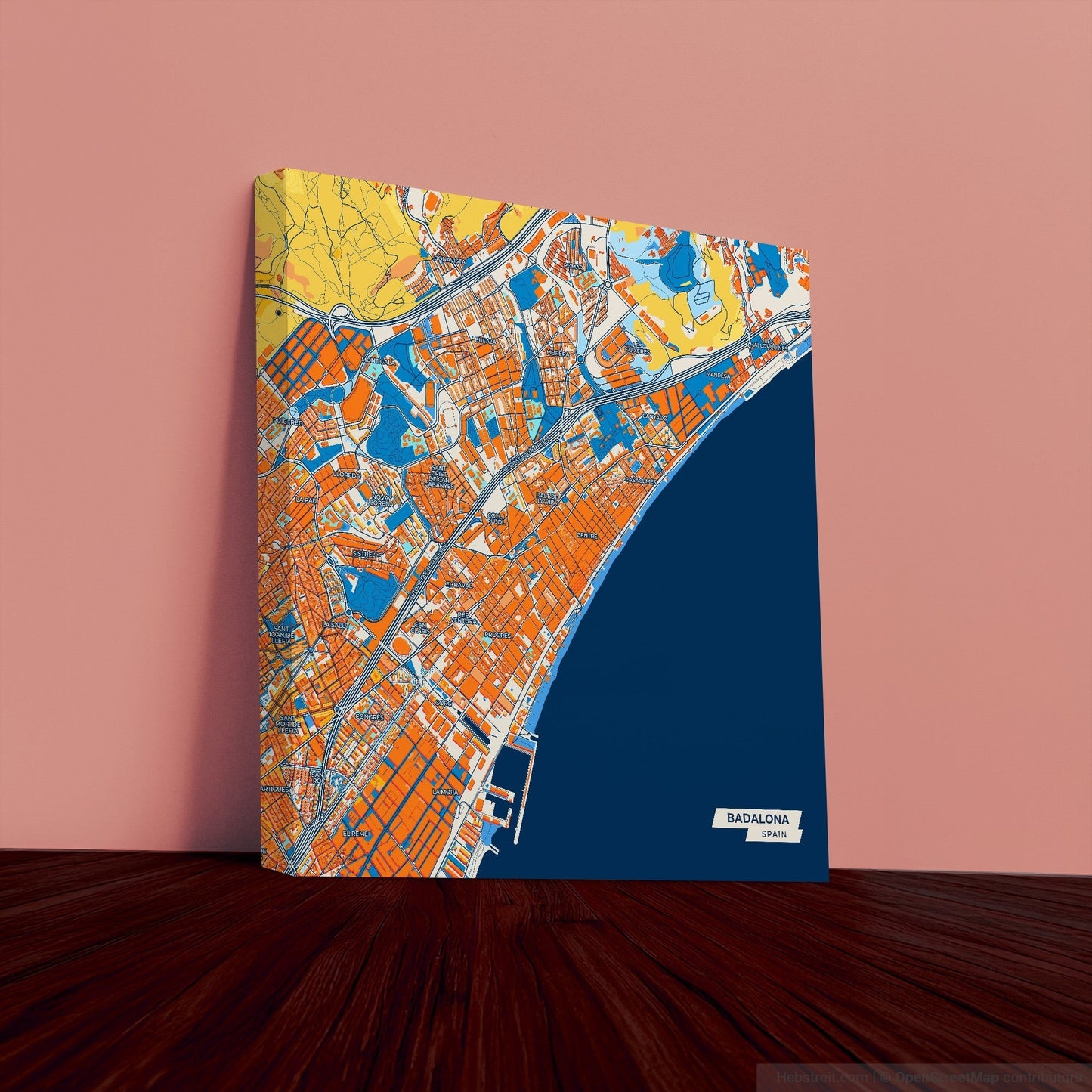 Badalona Spain Colorful City Map Canvas Print