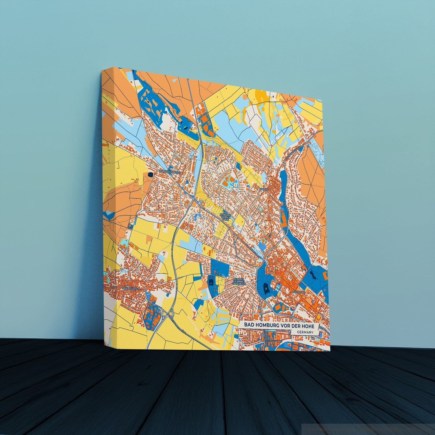 Bad Homburg Vor Der Höhe Germany Colorful City Map Canvas Print