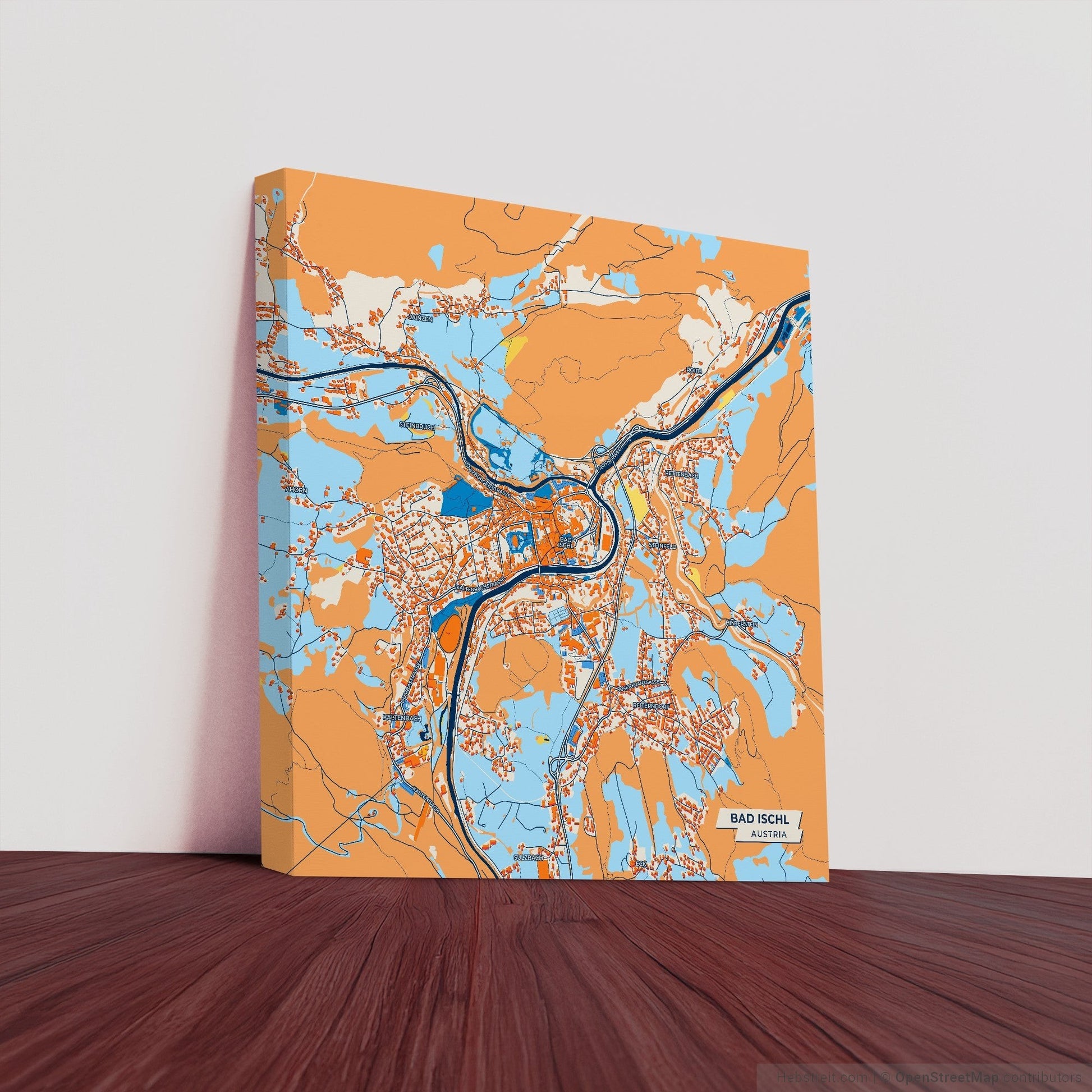 Bad Ischl Austria Colorful City Map Canvas Print