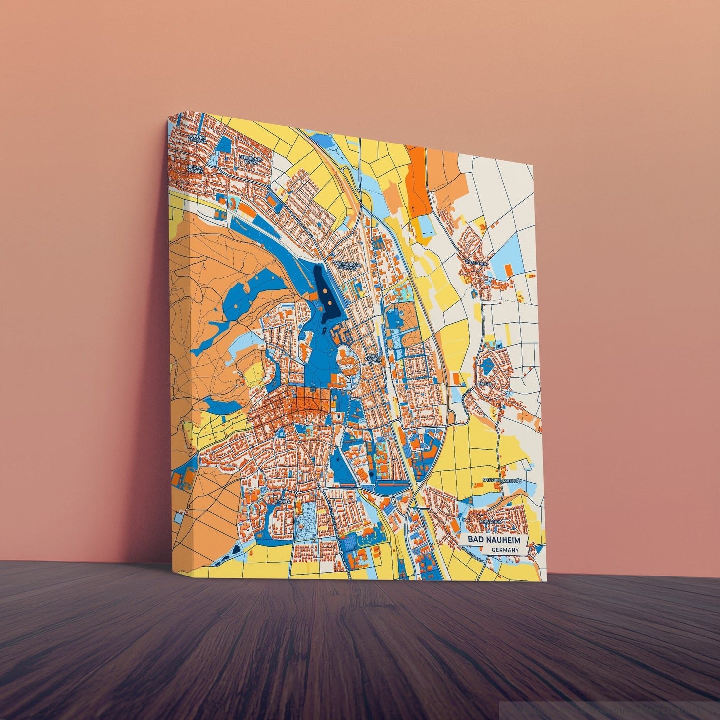 Bad Nauheim Germany Colorful City Map Canvas Print