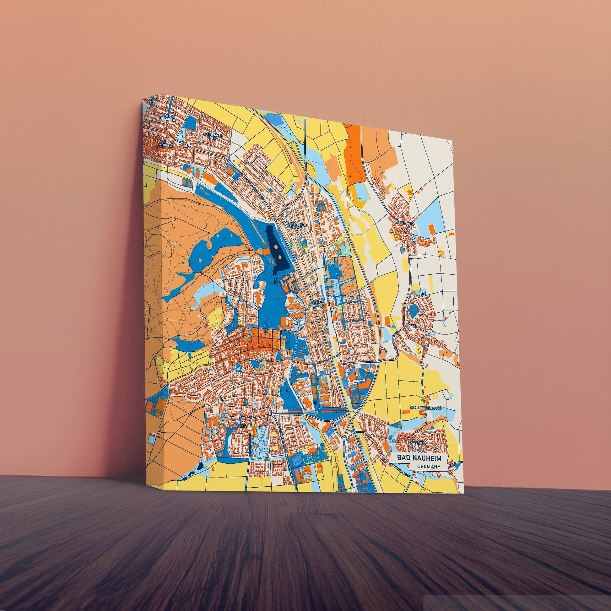 Bad Nauheim Germany Colorful City Map Canvas Print