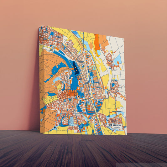 Bad Nauheim Germany Colorful City Map Canvas Print