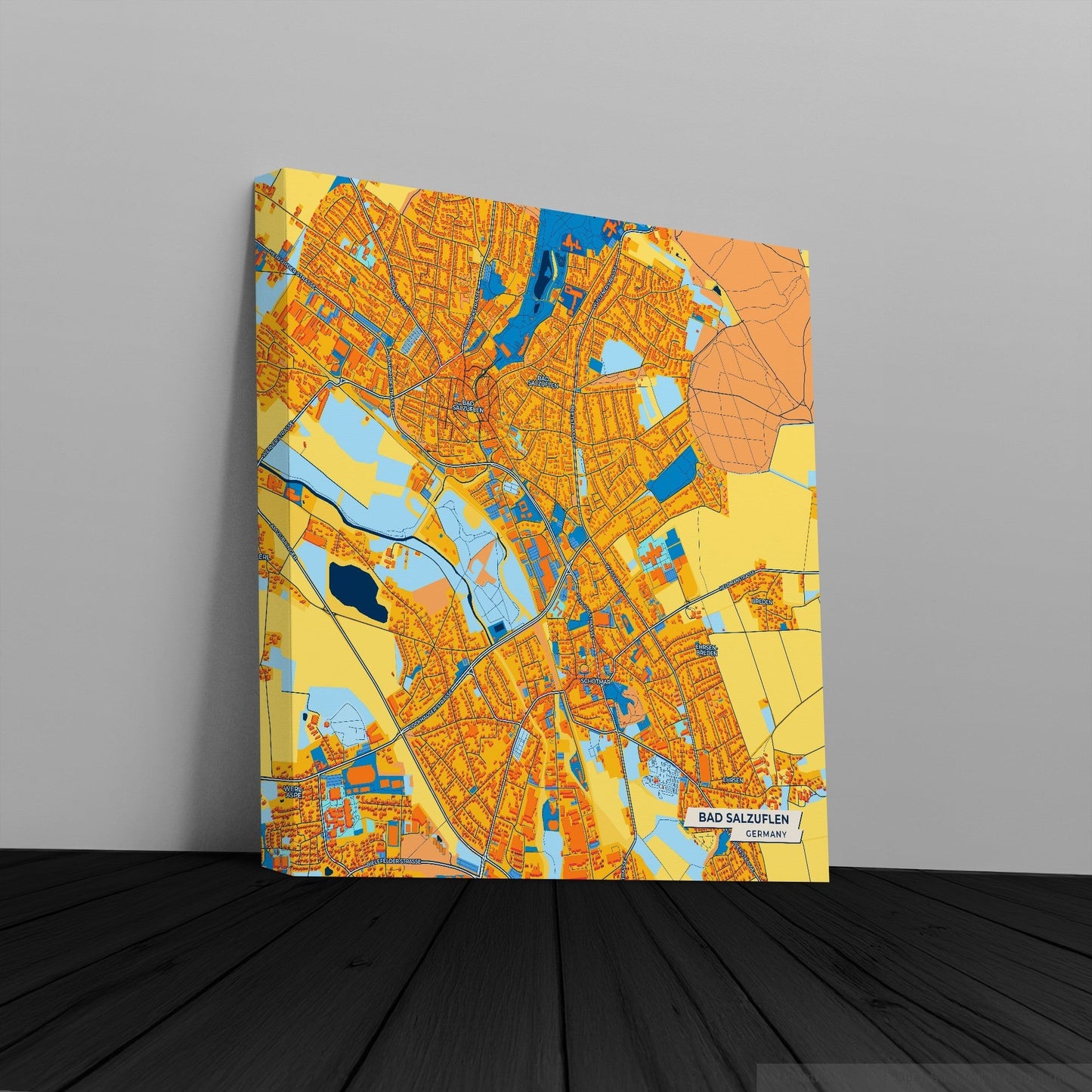 Bad Salzuflen Germany Colorful City Map Canvas Print