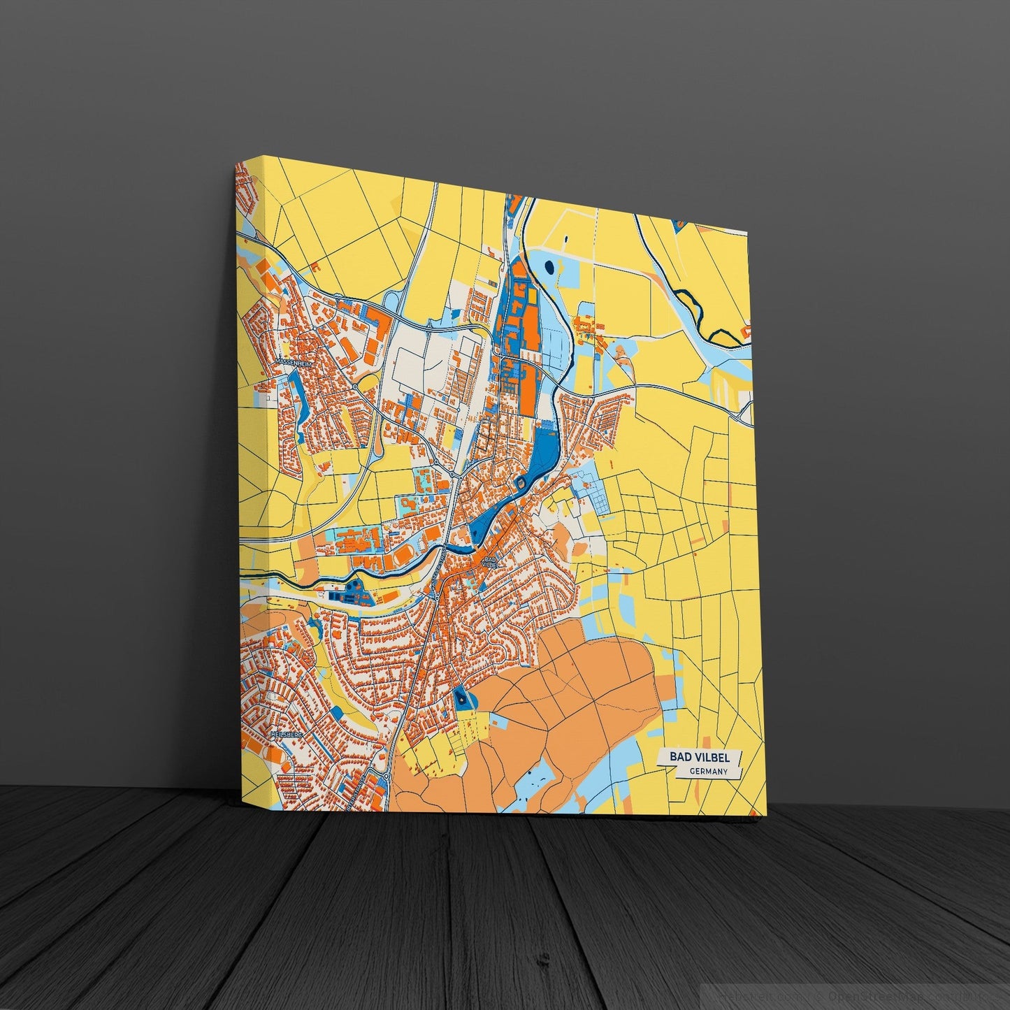 Bad Vilbel Germany Colorful City Map Canvas Print