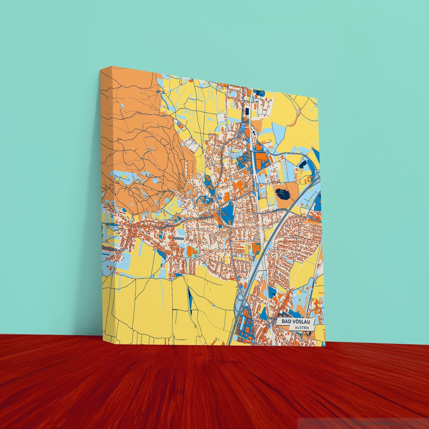 Bad Vöslau Austria Colorful City Map Canvas Print