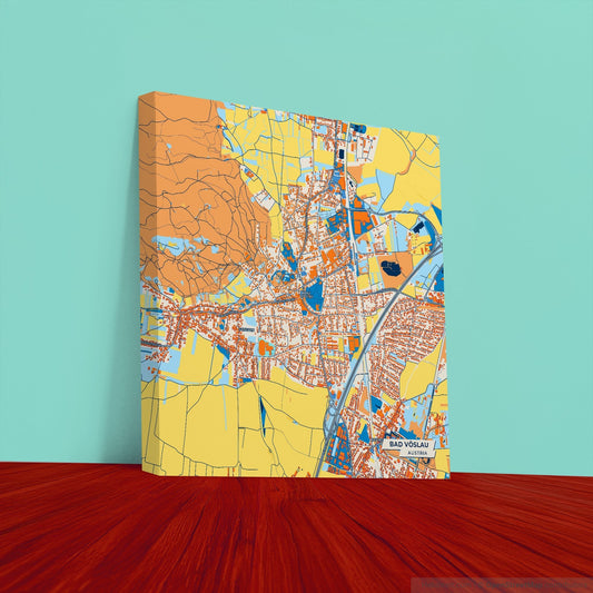 Bad Vöslau Austria Colorful City Map Canvas Print