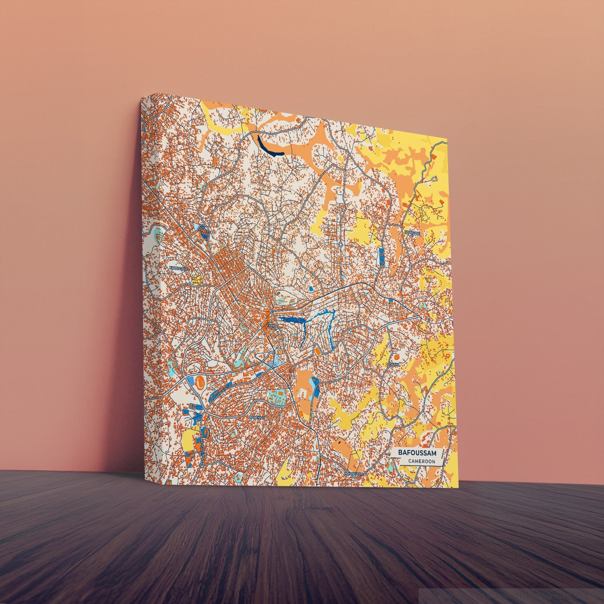 Bafoussam Cameroon Colorful City Map Canvas Print