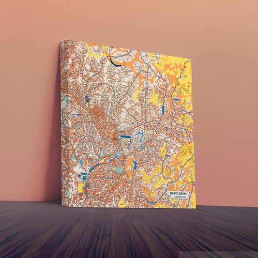 Bafoussam Cameroon Colorful City Map Canvas Print