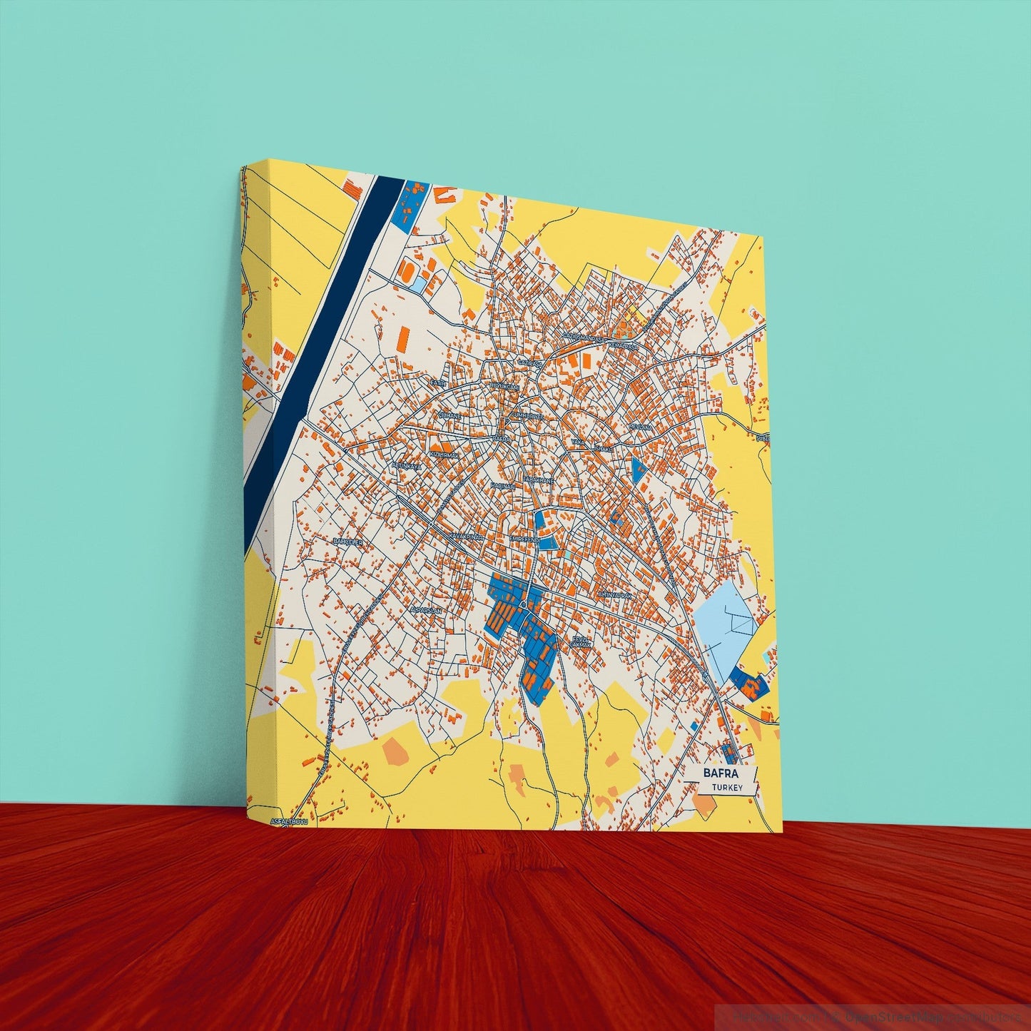 Bafra Turkey Colorful City Map Canvas Print
