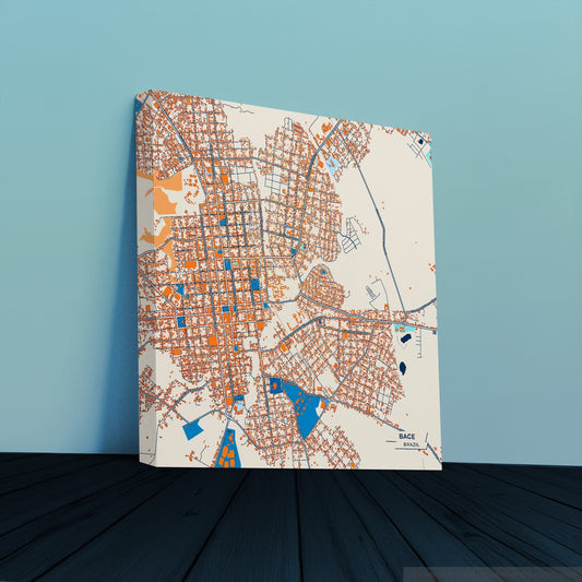 Bage Brazil Colorful City Map Canvas Print