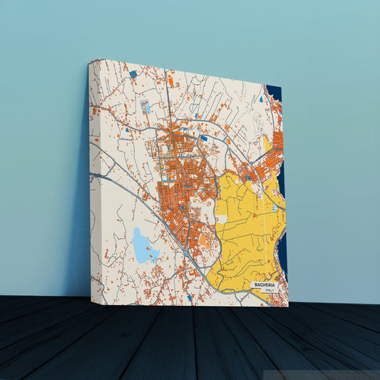 Bagheria Italy Colorful City Map Canvas Print