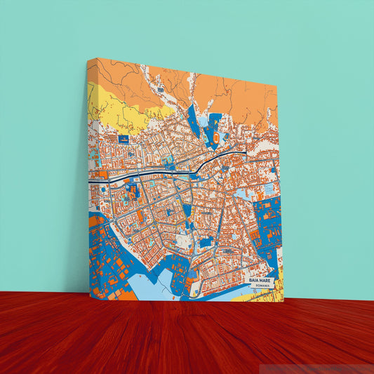 Baia Mare Romania Colorful City Map Canvas Print