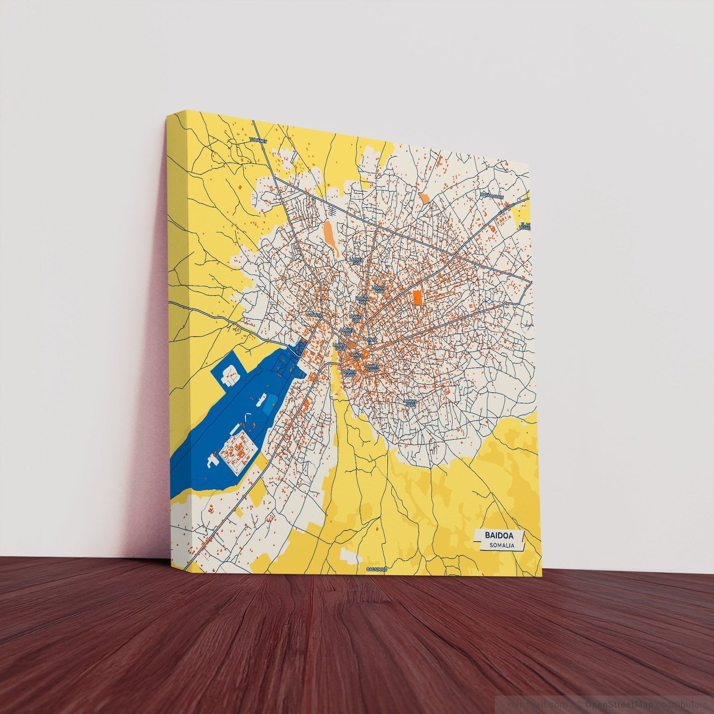 Baidoa Somalia Colorful City Map Canvas Print